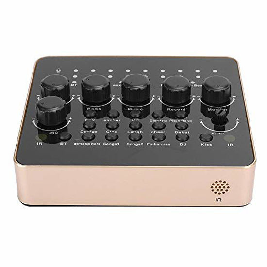 Picture of Bewinner1 Portable Audio Mixer, V10 Sound Card Audio Mixer with 12 Sound Effects and 5 Sound Modes, USB Sound Card for PC Recording for Live Broadcast Karaoke