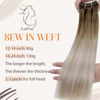 Picture of LAAVOO 12 Inch Blonde Weft Extensions Human Hair Balayage Ombre Brown Fading to Ash Blonde Mix Platinum Blonde Sew in Weft Real Hair Bundles 80 Grams Weave Hair