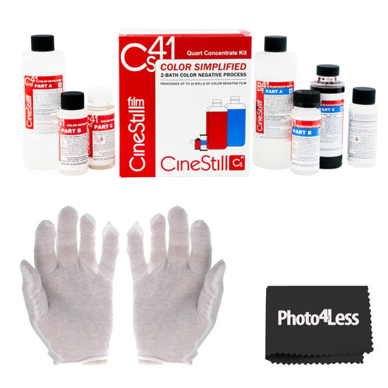 Picture of MILEKO CineStill CS41 Liquid Developing Quart Kit for Processing C-41 Color Negative Film, Color Simplified (24 Rolls) + Gloves