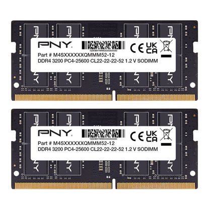 Picture of PNY Performance 32GB (2x16GB) DDR4 DRAM 3200MHz (PC4-25600) CL22 (Compatible with 2933MHz, 2666MHz, 2400MHz or 2133MHz) 1.2V Notebook/Laptop (SODIMM) Computer Memory Kit - MN32GK2D43200-TB