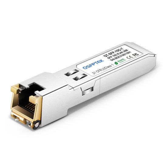 Picture of QSFPTEK 10GBASE-T SFP+ Copper Module, SFP Transceiver, SFP to Ethernet, Mini-GBIC SFP to rj45 for Intel E10GSFPT, Ubiquiti, Netgear, Mikrotik, Supermicro, up to 30m