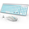 Picture of Wireless Keyboard and Mouse Combo with 7 Backlit Options,Quiet Light Up Keys,Type-C Rechargeable,Sleep Mode-2.4G Slient Portable Cordless Combo for Laptop/PC/Computer/Mac by J JOYACCESS(White+Sliver)