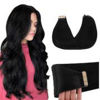 Picture of GOO GOO Human Hair Extensions Tape in in Jet black Straight Tape in Human Hair Extensions 16 inch 20pcs 50g