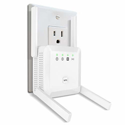 Picture of WiFi Extender Signal Booster for Home - 1200Mbps Wireless Booster 2.4G and 5G Dual Band WiFi Extender 4 Antennas 360 °Full Coverage and Long Range WiFi Booster Repeater with 2 Ethernet Ports (White)