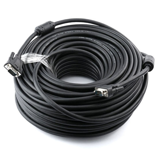 Picture of DTech 100 Feet VGA Cable Male to Male for Computer Monitor 1080p High Resolution (30 Meter, Black)