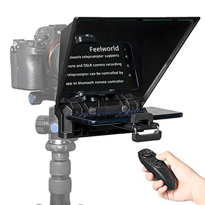 Picture of FEELWORLD TP2 8" Portable Teleprompter for Laptop DSLR Camera Adjustable Tablet Smartphone Teleprompter ipad Teleprompter with Remote Control No Screw Assembly Required