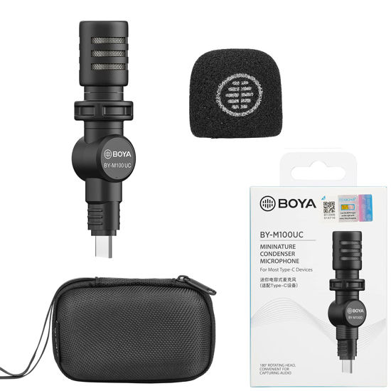 Picture of BOYA USB-C Microphone Live, BY-M100UC Mini Shotgun Type-C Microphone Plug & Play for USB-C Smartphones Samsung/Moto/Google Pixel/Huawei, iPad/iPad PRO in Podcast Liverstream Tiktok YouTube Video