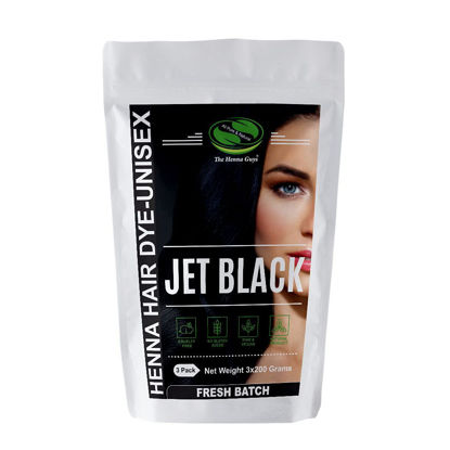 Picture of JET BLACK Henna Hair & Beard Color/Dye - 3 Pack (2 Step Process) - The Henna Guys