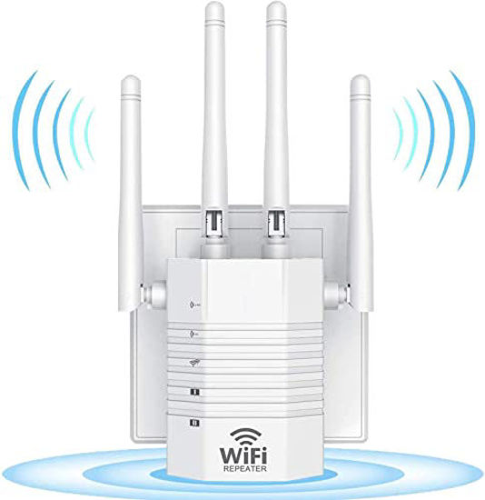 GetUSCart- WiFi Range Extender,Covers Up to 4000 Sq.ft,5GHz & 2.4GHz Dual  Band 1200Mbps WiFi Repeater Wireless Signal Booster, 360 Degree Full  Coverage WiFi Signal Amplifier