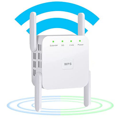 Picture of WiFi Extender Signal Booster for Home - 1200Mbps Wall-Through Strong WiFi Range Extender, 2.4 & 5G Wireless Internet Repeater with Ethernet Port, WiFi Booster Up to 3000 Sq.ft Full Coverage