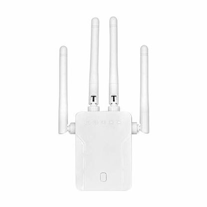 Picture of 1200Mbps WiFi Range Extender Wireless Signal Repeater Booster, Dual Band 2.4G and 5G Expander, 4 Antennas 360° Full Coverage, Extend WiFi Signal to Smart Home & Alexa Devices (1200 White)