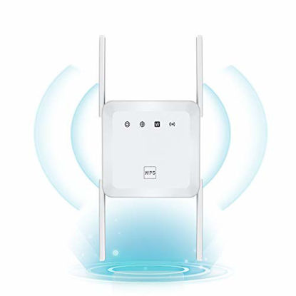 Picture of 1200Mbps WiFi Range Extender Wireless Signal Repeater Booster, Dual Band Expander, 4 Antennas 360° Full Coverage, Extend WiFi Signal to Smart Home & Alexa Devices (White)