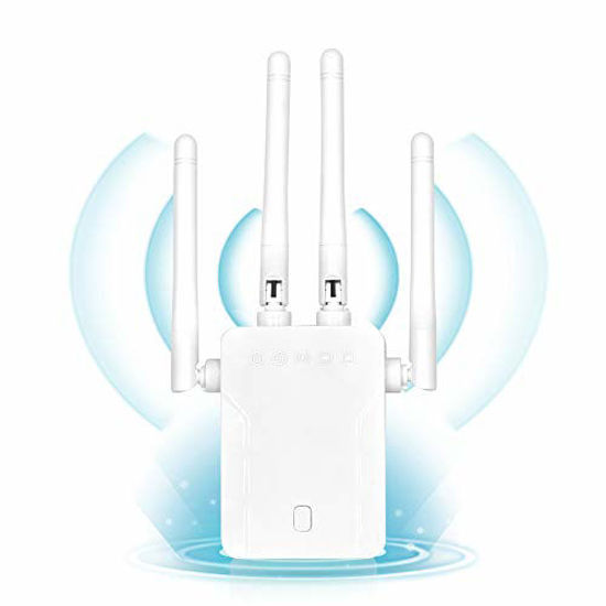 Picture of WiFi Range Extender 1200Mbps Wireless Signal Repeater Booster, Dual Band 2.4G and 5G Expander, 4 Antennas 360° Full Coverage, Extend WiFi Signal to Smart Home & Alexa Devices (1200 White)