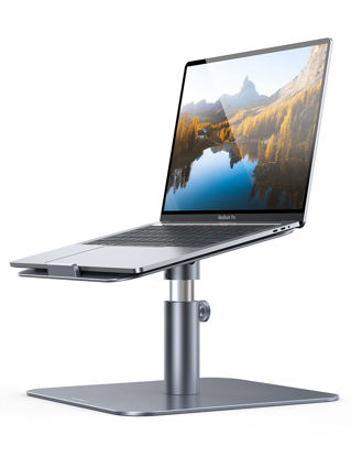 Picture of Lamicall Laptop Stand, Swivel Computer Holder Multi-Angle Height Adjustable, Ergonomic 360 Rotating Notebook Desk Riser, Compatible with 10-17" Laptop, Such as MacBook Air Pro, Dell XPS, HP, Gray
