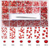 Picture of 10000 Pieces Flatback Rhinestones for Crafts,Nail Gems Gemstones Crystals Jewels,Craft Glass Diamonds Stones Bling Rhinestone with Tweezers and Picking Pen,6 Colors(Red)