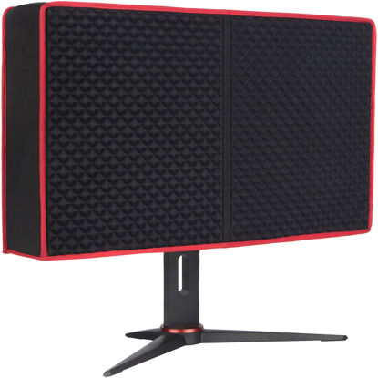 Picture of Jubmach Premium Gaming Monitor Cover | 34 Inch | Dust, Water & Cat Resistant Red & Black Monitor Covers for Desktops Gaming PC Computer Monitor Dust Cover Decor Size 34"