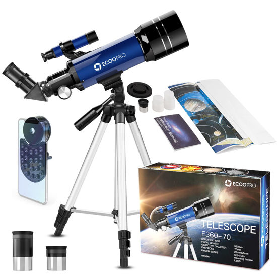 Picture of Telescope for Kids Beginners Adults, 70mm Astronomy Refractor Telescope with Adjustable Tripod - Perfect Telescope Gift for Kids