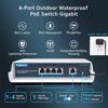 Picture of YuanLey 4-Port PoE Switch Gigabit- Waterproof Outdoor Ethernet Unmanaged Network Switch with VLAN Function, 78W Built-in Power, IEEE802.3af/at Support and Plug & Play, Ideal for Outdoor Use