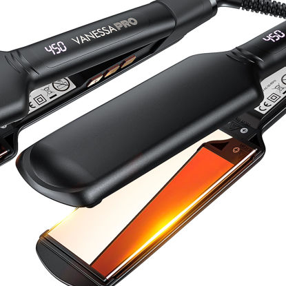 Picture of VANESSA PRO 2 Inch Hair Straightener for Thick Hair, 100% Pure Titanium Wide Flat Iron for One Pass to Achieve a Sleek Look, Professional Hair Iron(2-inch)