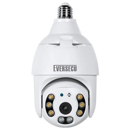 Picture of EVERSECU 2K 4MP Light Bulb Security Camera, Outdoor Waterproof, 360° View, 2.4G WiFi&Wireless, Motion Detection, Auto Tracking, 2 Way Audio, Color Night Vision, Work with Alexa Google, Siren Alarm