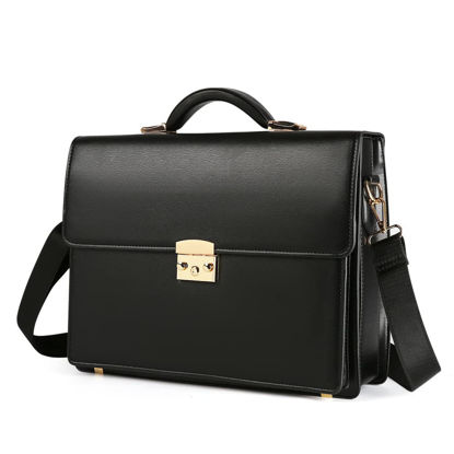 Picture of Ecentaur Mens Briefcase Leather Locking Briefcases for Men Business Laptop Messenger Bag