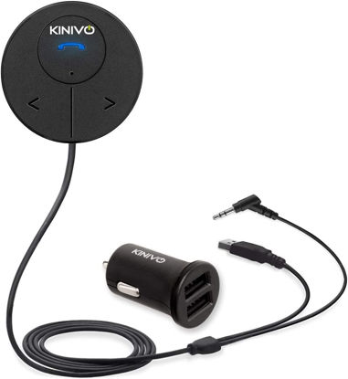 Picture of Kinivo BTC480 Hands-Free Bluetooth Car Kit (for Cars with 3.5mm Aux Input, Magnetic Mount, Dual-Port USB Charger, Multi-Point Connectivity)