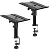 Picture of VIVO Clamp-on Speaker Stand Desk Mount Set, 10 x 9 inch Trays, Height Adjustment and Tilt, Universal Audio Holders for Computer and Bookshelf Speakers, Elevated Sound, 2 Pack, Black, MOUNT-SP01CB