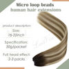 Picture of LAAVOO Micro Beads Weft Hair Extensions Real Human Hair Balayage Dark Brown to Light Brown Mix Light Blonde Ombre Human Hair Beaded in Double Weft Extensions Silky Straight 16 inch 50G