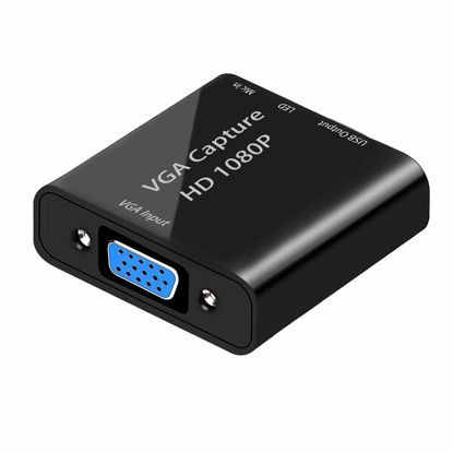 Picture of Video Capture Card, VGA to USB Capture Adapter with Microphone Input, HD 1080p Video Adapter, for Live Broadcast, Laptops, Monitors, Video Conferencing and Games