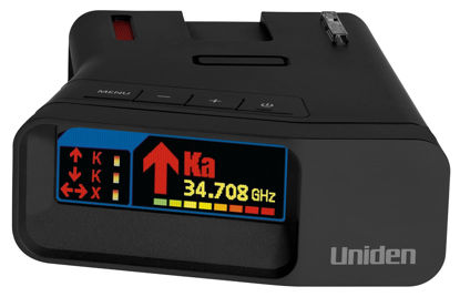 Picture of Uniden R7 Extreme Long Range Laser/Radar Detector, Built-in GPS w/Real-Time Alerts, Dual-Antennas Front & Rear w/Directional Arrows, Voice Alerts, Red Light and Speed Camera Alerts - Matte Black