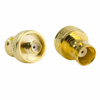 Picture of 2pcs DHT Electronics RF coaxial coax adapter SMA female to BNC female goldplated
