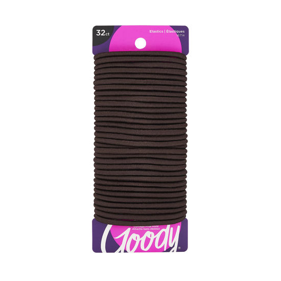 Picture of Goody Ouchless Goody Hair Ouchless Women's Hair Braided Elastics 4mm for Medium Hair, Brown, 32 Count (Pack of 1)