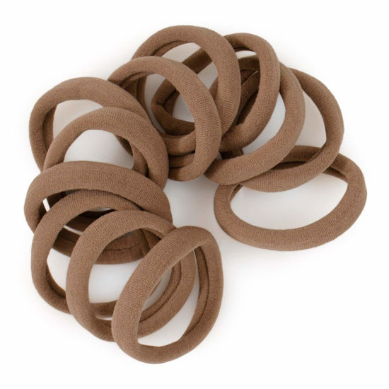 Picture of Cyndibands Seamless Hair Ties - Light Brown - Extra Gentle Soft and Stretchy Nylon Fabric Ponytail Holders - 12 Count