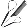 Picture of Hair Tail Tools, TsMADDTs 3Pack Hair Loop Tool Set with 2Pcs French Braid Tool Loop 1Pcs Rat Tail Comb Metal Pin Tail Braiding Comb for Hair Styling, Black