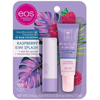 Picture of eos FlavorLab Super Soft Shea Lip Balm- Raspberry Kiwi Splash, Overnight Lip Mask and Lip Moisturizer, 24HR Hydration,2 Piece Set(Pack of 1)
