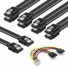 Picture of COCOMK Cables III SSD Data Cable 6.0 Gbps COCOMK Power Splitter Cable 4 Pin to Dual 15 Pin Hard Drive Connection Cables Compatible with COCOMK Connectors HDD SSD CD Driver CD Writer 6 Pack (Black)