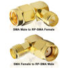 Picture of YOTENKO Right Angle SMA to RP-SMA Adapter Kit 4-Pack, SMA Female to RP-SMA Male/SMA Male to RP-SMA Female 90 Degree Coaxial Coax Connector Elbow