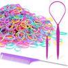 Picture of TsMADDTs 1000pcs Colorful Hair Elastics with Hair Loop Styling Tool Set,1000pcs Baby Hair Bands Hair Ties Toddler Girl 2Pcs Hair Loop 1Pcs Rat Tail Comb