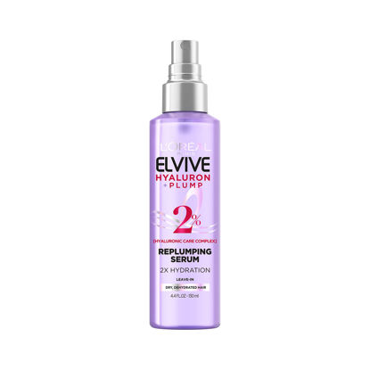 Picture of L’Oréal Paris Elvive Hyaluron Plump Moisture Plump Hair Serum for Dehydrated, Dry Hair with Hyaluronic Acid Care Complex, Paraben-Free, 4.4 Fl Oz