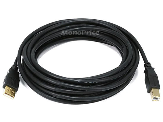 Picture of Monoprice 15-Feet USB 2.0 A Male to B Male 28/24AWG Cable (Gold Plated) (105440),Black