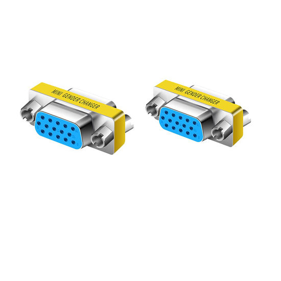 Picture of LNHCAW VGA Connector,HD New 15 VGA SVGA KVM Three conversions,Female to Female,Male to Female,Male to Male, Gender Changer Adapter Coupler,Mini Gender Changer (2, Female to Female)