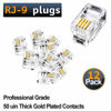 Picture of RJ9 4P4C 50 Micron Thick Gold Plating Telephone Handset Cord Plugs (12 Pack)