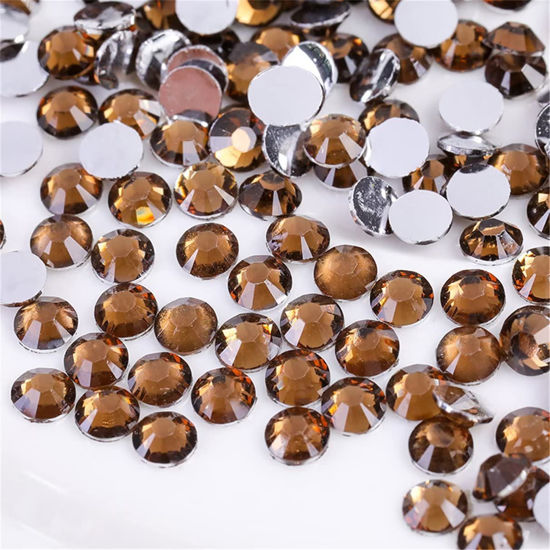 Picture of 3000 Pieces SS6 2mm Flatback Rhinestones Clear Glass Round Gems Crystals for Nail Art DIY Crafts Clothes Shoes Bags （Dark Coffee）