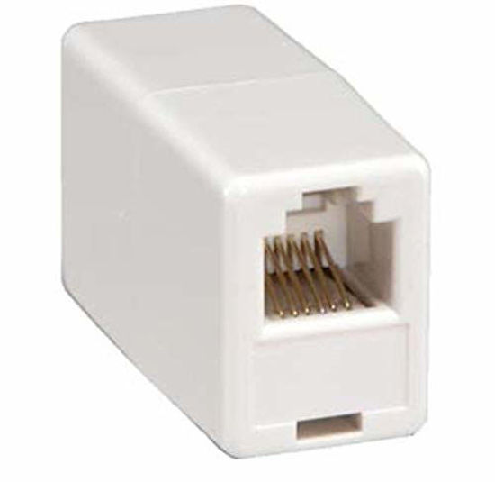 Picture of Corpco RJ12 Telephone Inline Coupler 6p6c Straight Wiring Also for RJ11 Cords, White, Pack of 2