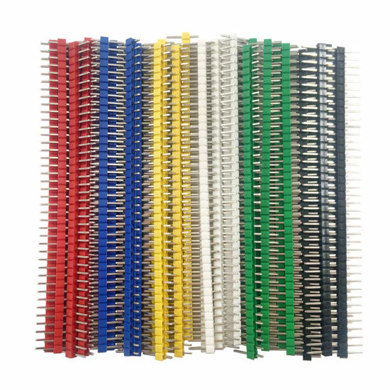 Picture of 30 Pcs 40 pin Breakable Pin Header 2.54mm Single Row Male Header Connector Kit PCB Pin Strip for Arduino