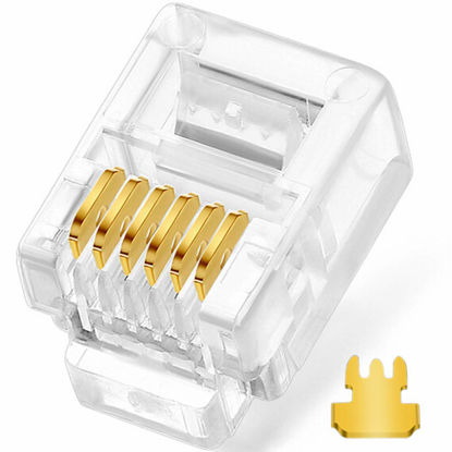 Picture of NECABLES 20Pack Telephone Modular Plug RJ11/RJ12 6P6C Connector for Phone Line Cord (Compatible with Both Solid and Stranded Wire)