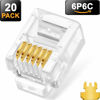 Picture of NECABLES 20Pack Telephone Modular Plug RJ11/RJ12 6P6C Connector for Phone Line Cord (Compatible with Both Solid and Stranded Wire)