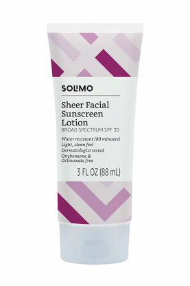 Picture of Amazon Brand - Solimo Sheer Face Sunscreen SPF 30, Reef Friendly (Octinoxate & Oxybenzone Free), 3.0 Fluid Ounce