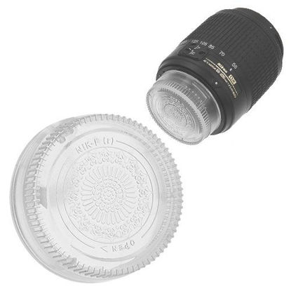 Picture of Fotodiox Designer (Clear) Rear Lens Cap Compatible with Nikon F-Mount Lenses (Non-AI, AI, AIS, AF, AFD, AFS, G, DX, FX)