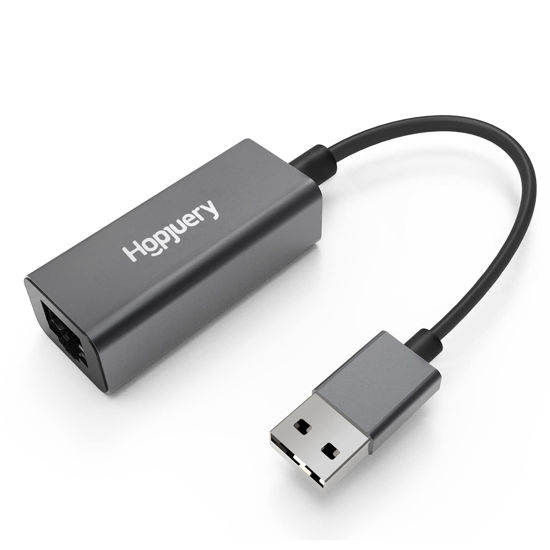 Picture of USB to Ethernet Adapter, Hopjuery Driver Free USB 2.0 to 10/100 Mbps Ethernet LAN Network Adapter, RJ45 Internet Adapter Compatible with MacBook, Surface,Notebook PC with Windows, XP, Vista, (twopack)